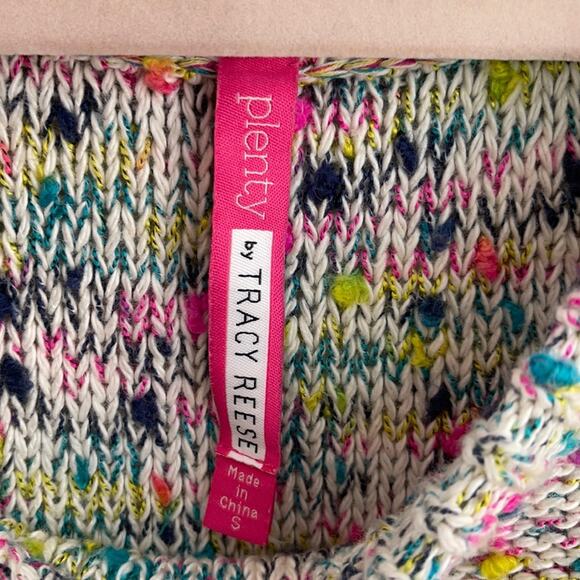 Plenty by Tracy Reese Rainbow Confetti slub scoop neck  3/4 sleeve sweater sz S - Picture 5 of 8